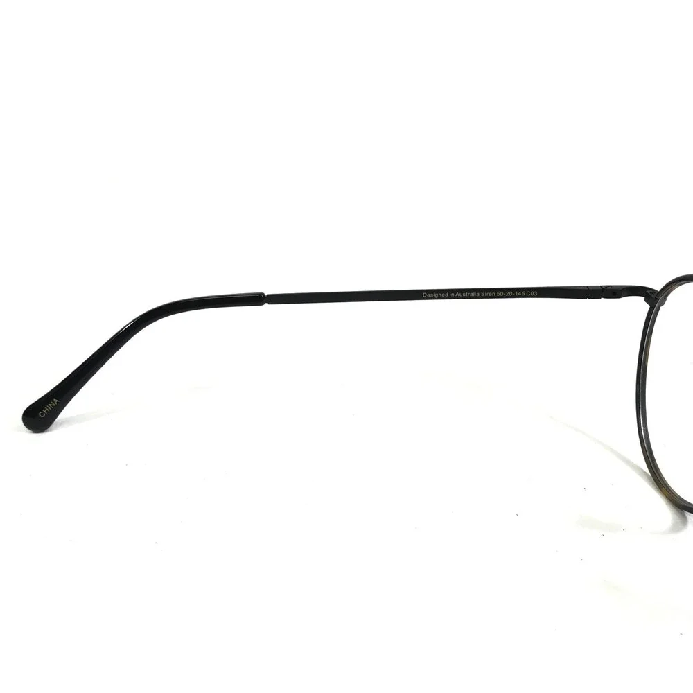Iconik Eyeglasses Frames Siren C03 Black Brown Tortoise Round Wire Rim 50-20-145